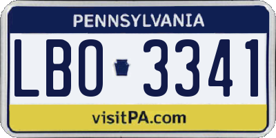 PA license plate LBO3341