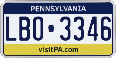 PA license plate LBO3346