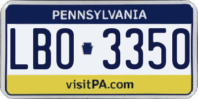 PA license plate LBO3350