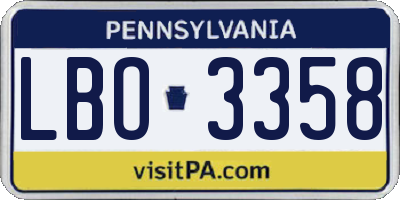 PA license plate LBO3358