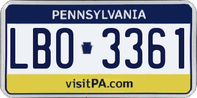 PA license plate LBO3361