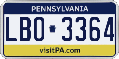 PA license plate LBO3364