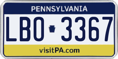 PA license plate LBO3367