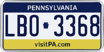 PA license plate LBO3368