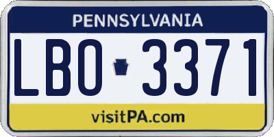 PA license plate LBO3371