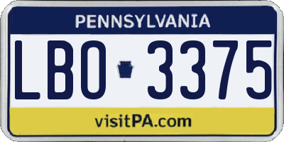 PA license plate LBO3375