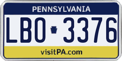 PA license plate LBO3376