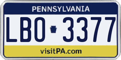 PA license plate LBO3377