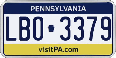 PA license plate LBO3379