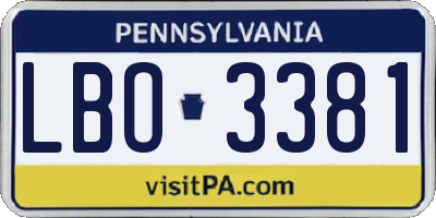 PA license plate LBO3381