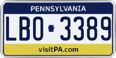 PA license plate LBO3389