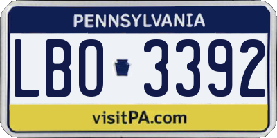 PA license plate LBO3392