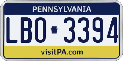 PA license plate LBO3394
