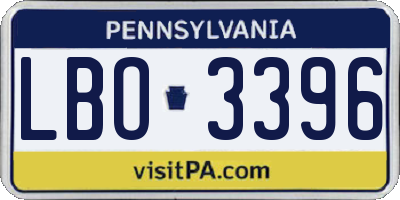 PA license plate LBO3396