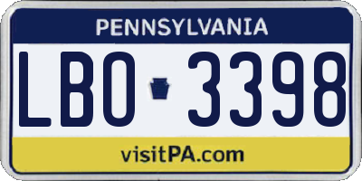 PA license plate LBO3398