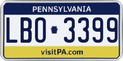 PA license plate LBO3399
