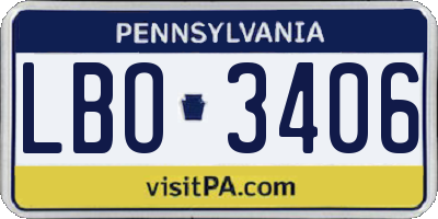 PA license plate LBO3406