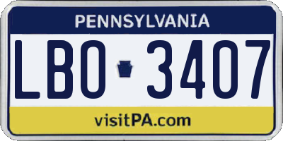 PA license plate LBO3407