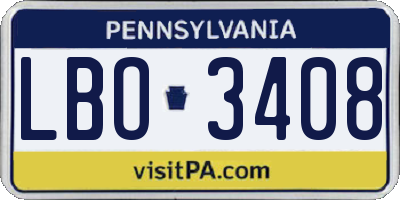 PA license plate LBO3408