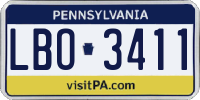PA license plate LBO3411