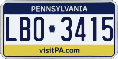 PA license plate LBO3415