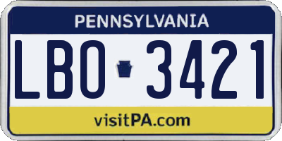 PA license plate LBO3421