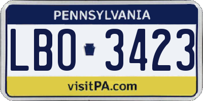 PA license plate LBO3423