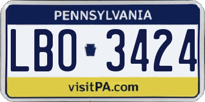 PA license plate LBO3424