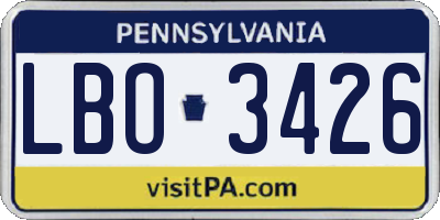 PA license plate LBO3426