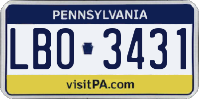 PA license plate LBO3431