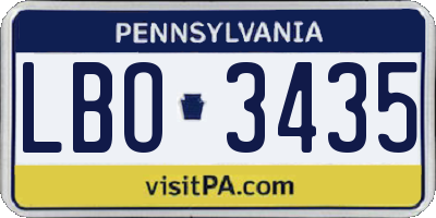 PA license plate LBO3435