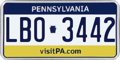PA license plate LBO3442