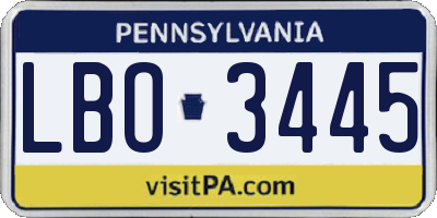 PA license plate LBO3445