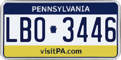 PA license plate LBO3446