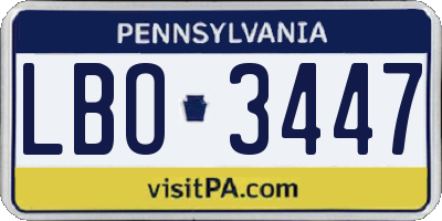 PA license plate LBO3447