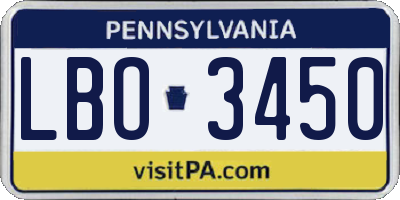 PA license plate LBO3450