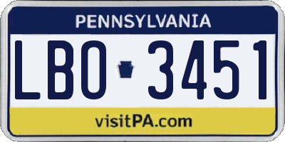 PA license plate LBO3451