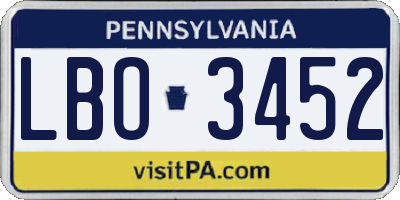 PA license plate LBO3452