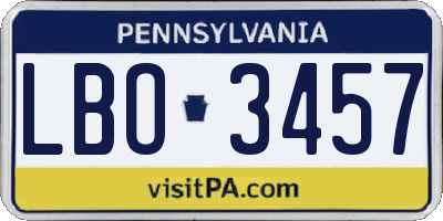 PA license plate LBO3457