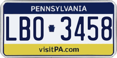 PA license plate LBO3458