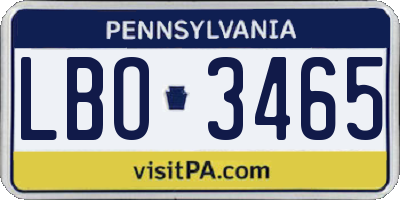 PA license plate LBO3465