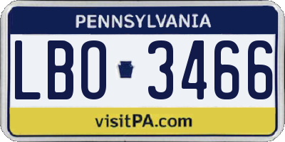 PA license plate LBO3466