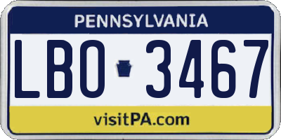 PA license plate LBO3467