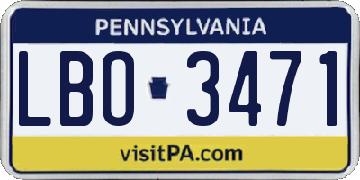 PA license plate LBO3471