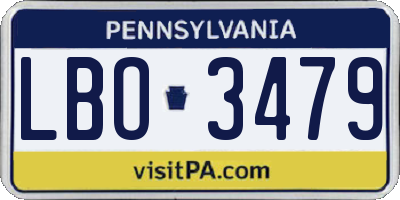 PA license plate LBO3479