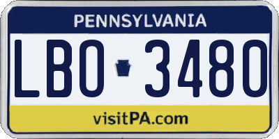 PA license plate LBO3480