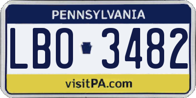PA license plate LBO3482