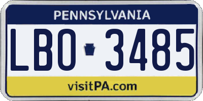 PA license plate LBO3485