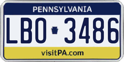 PA license plate LBO3486