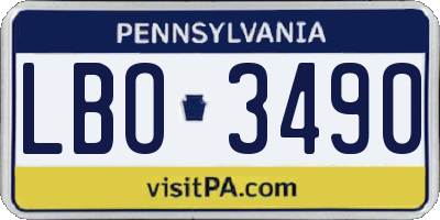 PA license plate LBO3490